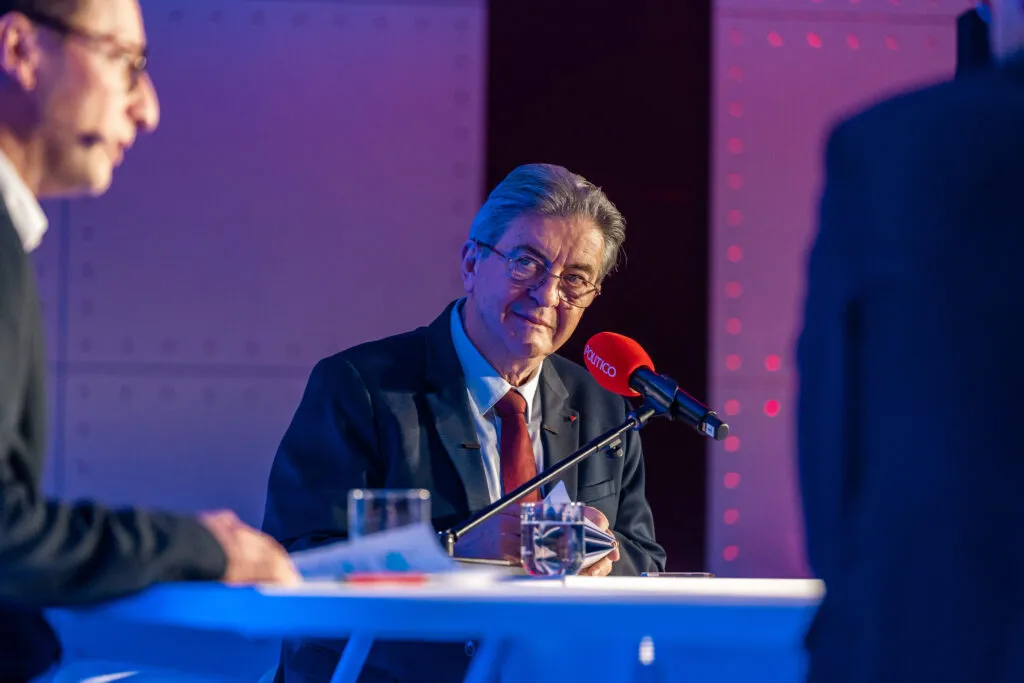 Jean‑Luc Mélenchon on stage at Playbook Paris Live