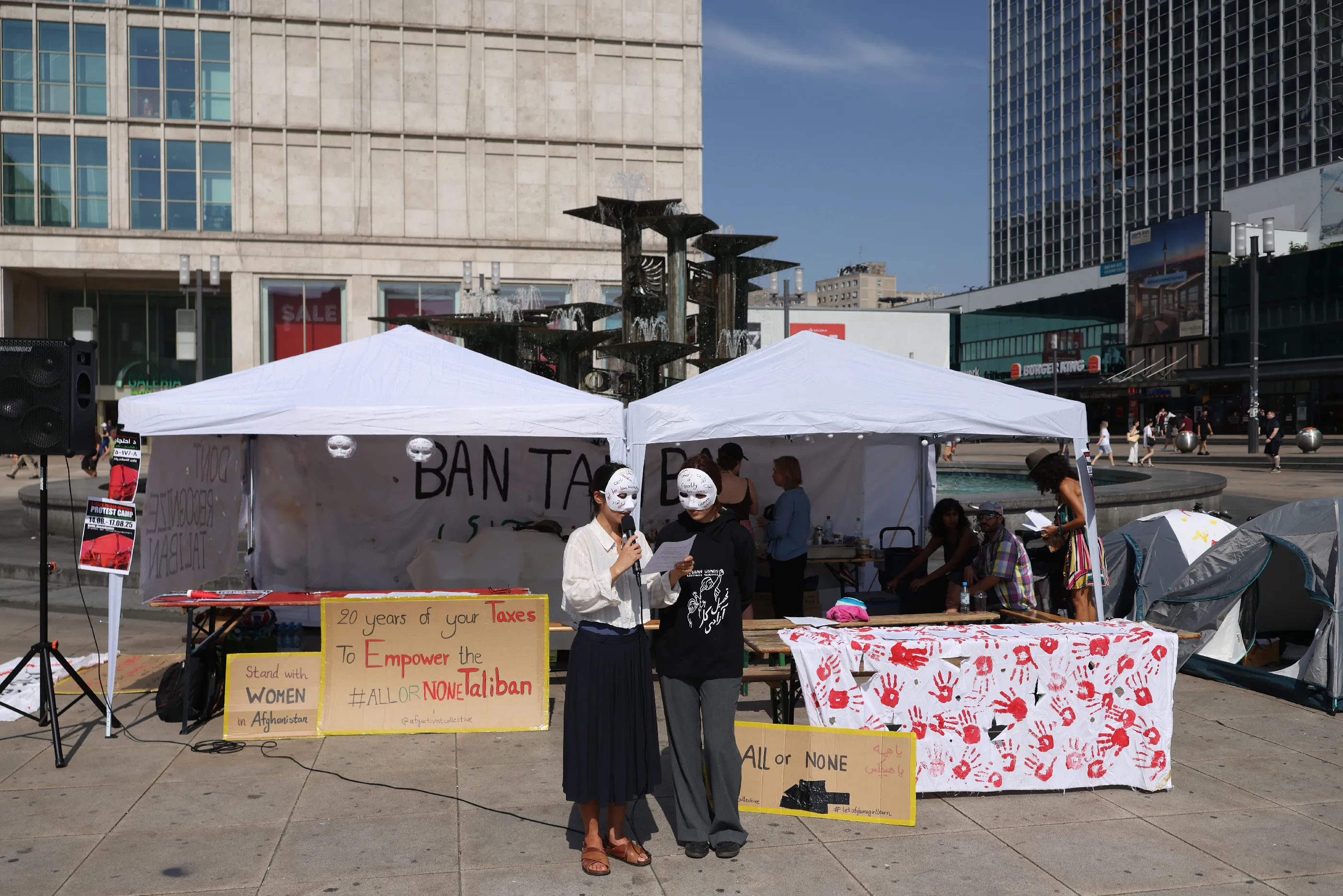 Afghan activists protest at Alexanderplatz, Berlin