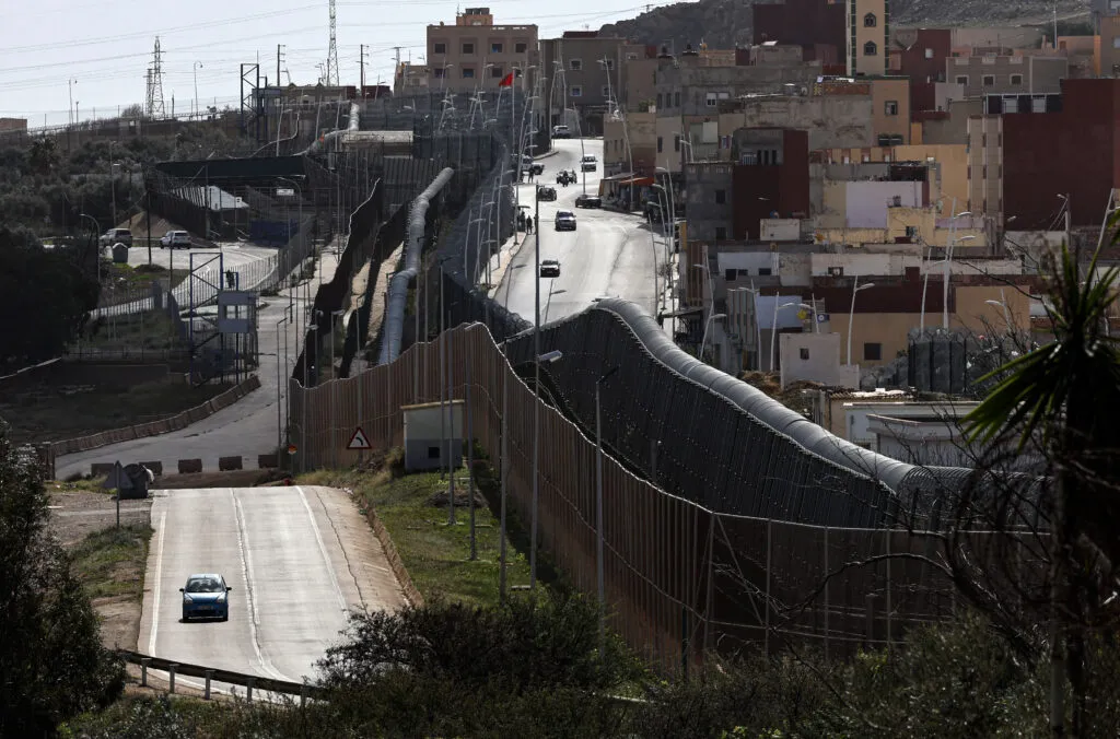 Fences mark the border at Melilla in North Africa